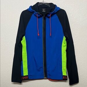 Nike DRI-FIT Men's Small Performance Jacket in Blue & Black with Neon Highlights
